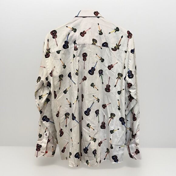 Mens Claudio Lugli Couture Guitar White Pink All Over Print Shirt New 3XL - Picture 6 of 8